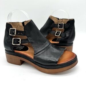 Miz Mooz Black Leather open toe Ankle Bootie - Libra